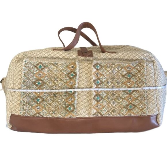 Large Aphorism sequin beaded knit boho embellished travel bag suffel weekender - Picture 11 of 16